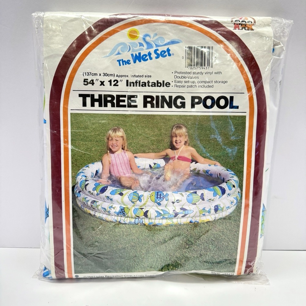 Vintage Intex The Wet Set Fish‎ 3-Ring Pool 54"x12" #59431 NEW Sealed 1983 NOS